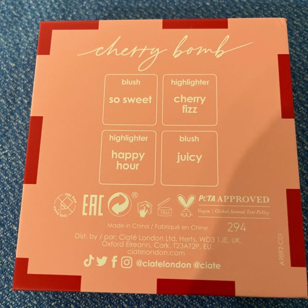 NIB Ciate London Cherry Bomb Blush and Highlighter Palette